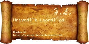 Hrivnák Leonárd névjegykártya